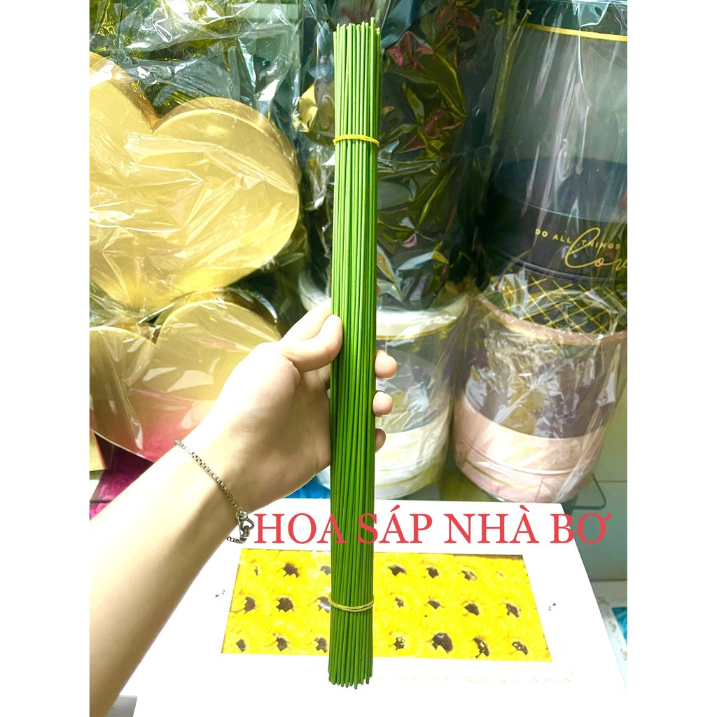 20 50 100 1kg kẽm cành trơn gai bọc nhựa 30 40cm rẻ bền cứng dẻo cắm hoa làm hoa handmade - Hoa Sáp Nhà Bơ