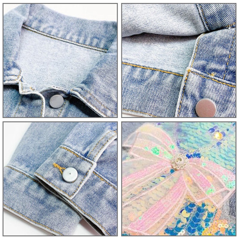 Áo khoác denim IQ ANGEL phong cách Hàn Quốc thời trang mùa xuân cho bé gái