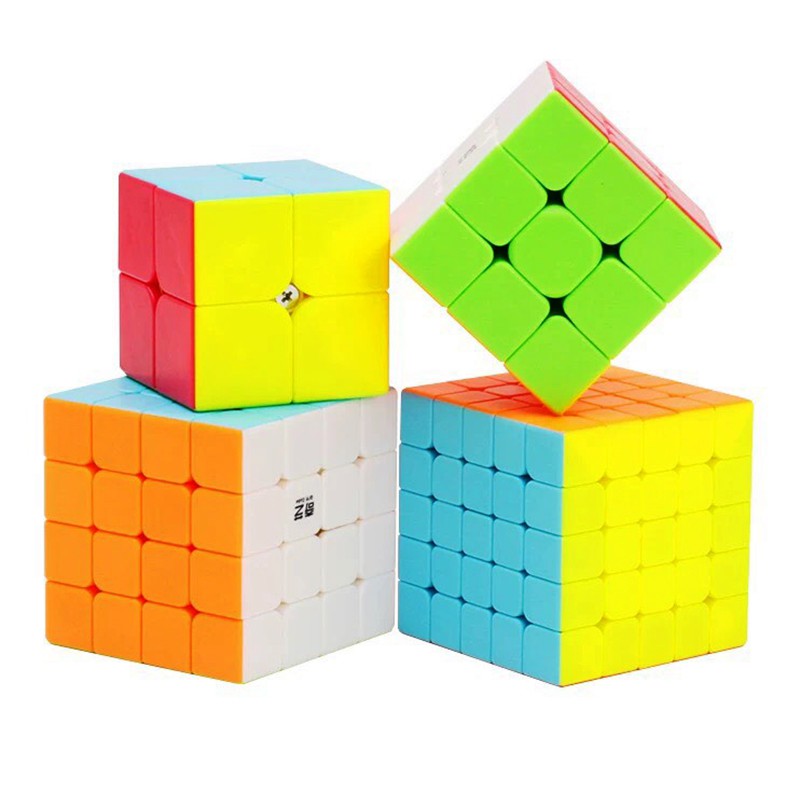 Combo 4 Rubik 2x2 3x3 4x4 5x5 Không Viền Stickerless - Hàng Cao Cấp, Xoay Cực Trơn, Cực Mượt