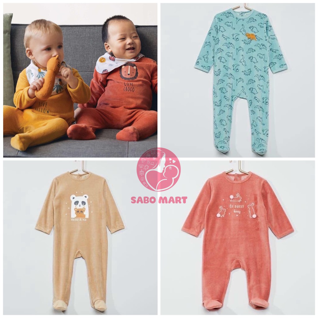 Sleepsuit, Body Nỉ Nhung Liền Tất Hãng Texx, Kiabii Cao Cấp Cho Bé (Phom Hơi Nhỏ)