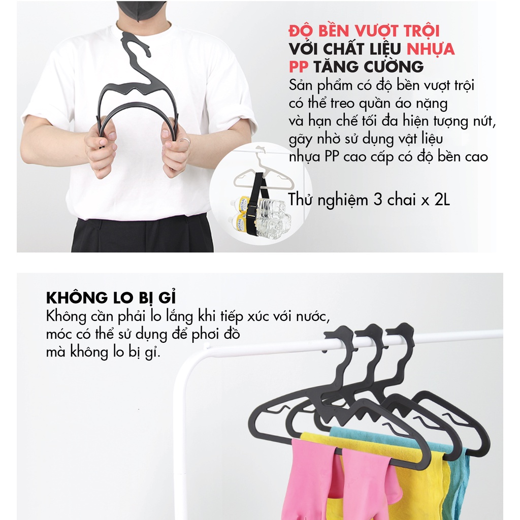 Móc Treo Quần Áo Nhựa, Móc Nhựa Treo Đồ, Phơi Đồ Chống Nhăn, Rộng Vai Phong Cách Hàn Quốc Ollyhome ST19