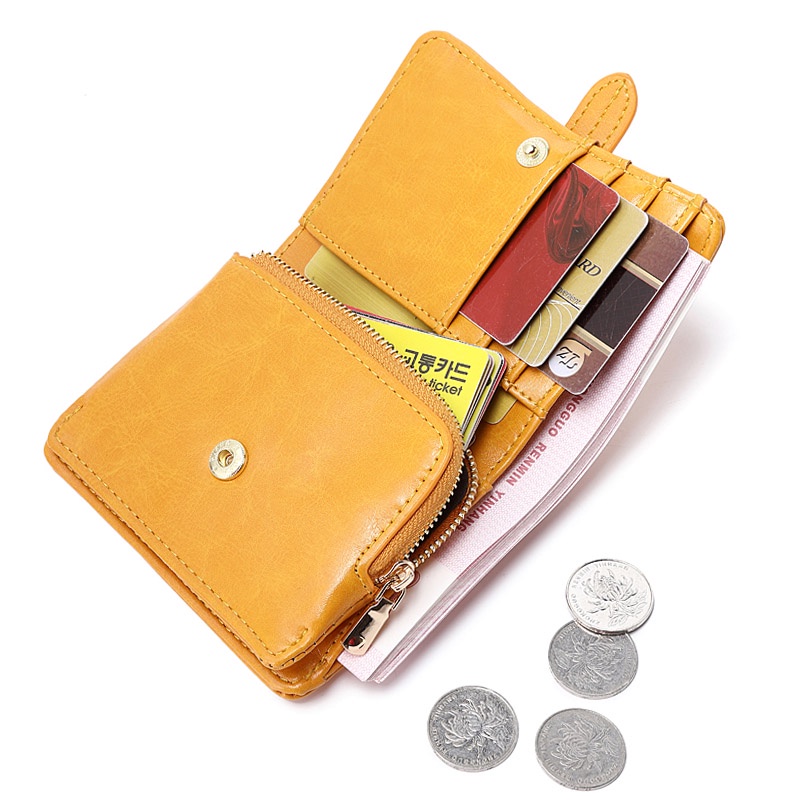 Ví Ngắn Đựng Thẻ Có Khóa Kéo Thời Trang Cho Nữ