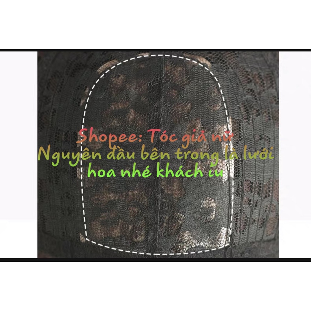 Tóc giả nữ nguyên đầu xoăn ngắn 38cm, tặng kèm lưới trùm 1804