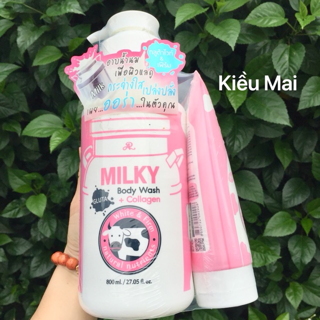 Sữa tắm bò sữa Gluta Milky 800ml+srm 190g