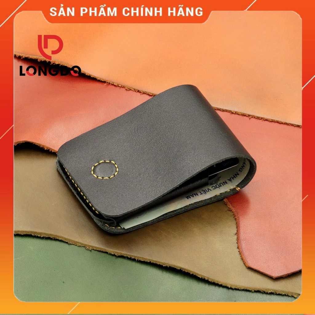 Ví Sen 3 Cao Cấp - Cam Kết 100% Da Bò Thật - Bóp Ví Nam Mini Màu Đen Hàng Chính Hãng Thương Hiệu Longdo Leather