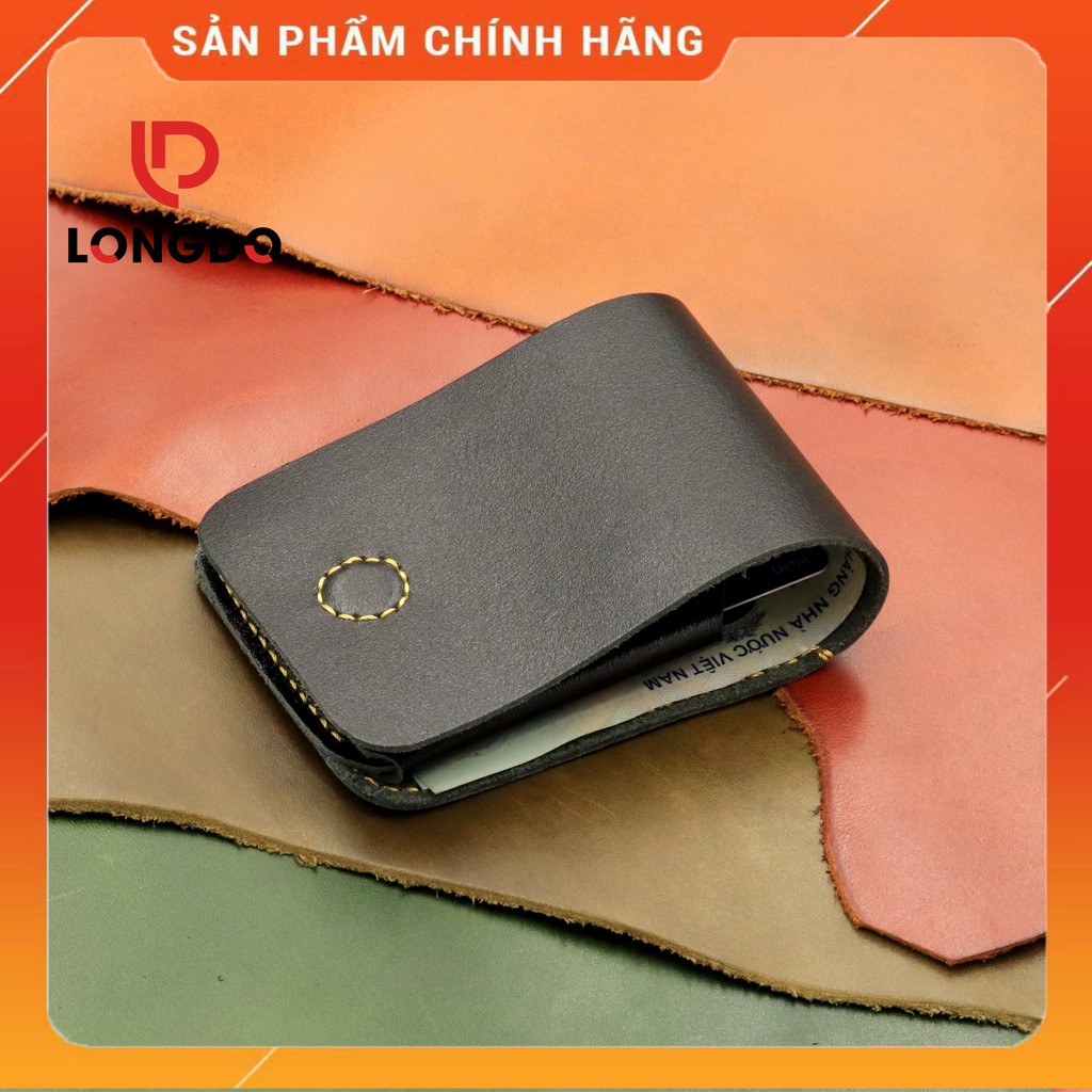 Ví sen 3, bóp ví nam mini da bò thật - Bảo hành 5 năm - Hàng chính hãng thương hiệu Longdo Leather