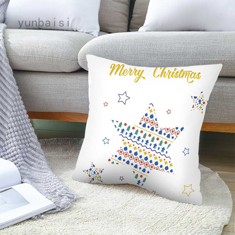 Vỏ Gối Vuông 2021 Bằng Vải Lanh Cotton In Họa Tiết Giáng Sinh Trang Trí Ghế Sofa / Giường Ngủ / Xe Hơi
