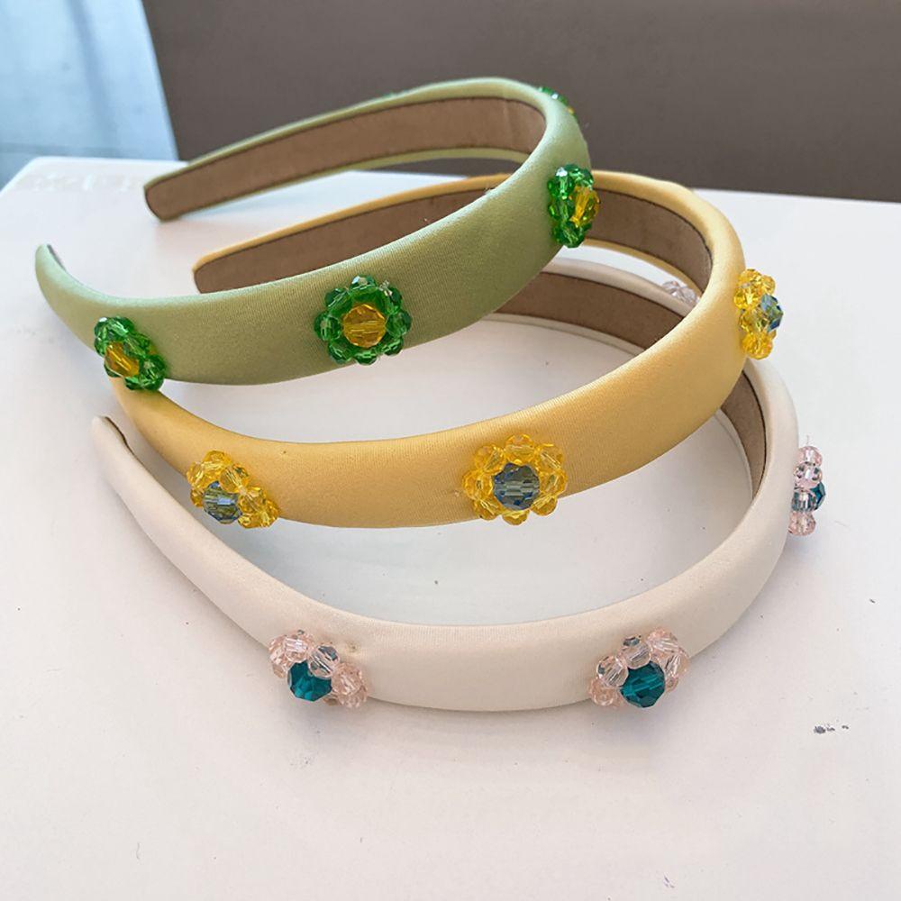 Băng Đô Cài Tóc rửa mặt Bằng Vải Màu Trơn Đính Hoa Ngọt Ngào Thời Trang Cho Nữ