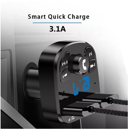 Tẩu Sạc 2 Cổng USB Bluetooth MP3 Không Dây Cho Xe Hơi