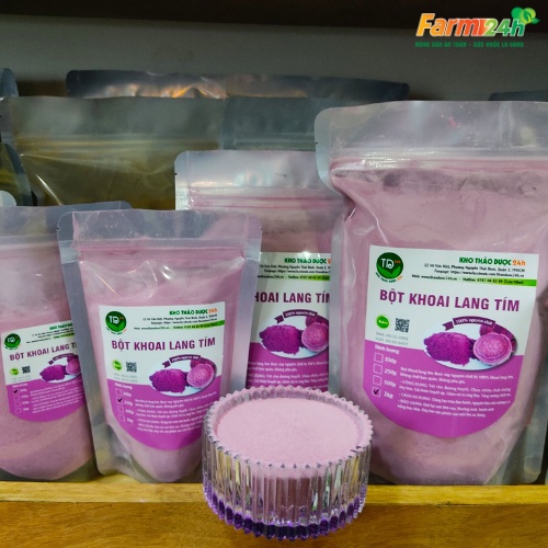 Bột Khoai Lang Tím nguyên chất 100%, nguyên liệu dùng làm bánh, đồ ăn và pha chế thơm ngon, an toàn [250gr - 500gr]