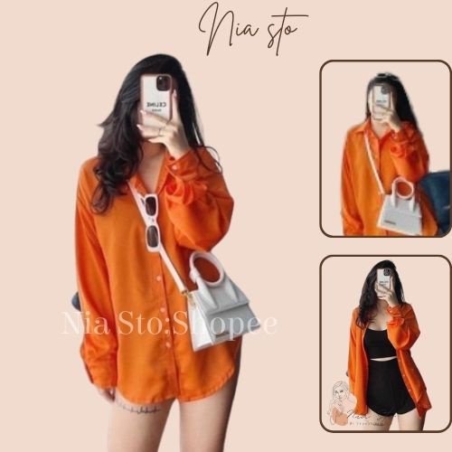 (Hot Trend) Áo sơ mi nữ đẹp kiểu Hàn Quốc dài tay vải thô đũi form rộng