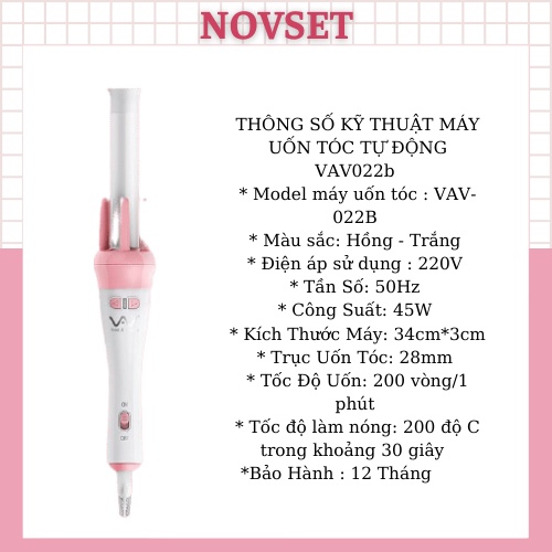 Máy uốn tóc xoăn VIVID &amp; VOGUE NOVSET Máy Làm tóc xoăn tự động Hàng chính hãng bảo hành 1 năm [ TẶNG KÈM GƯƠNG CAO CẤP ]