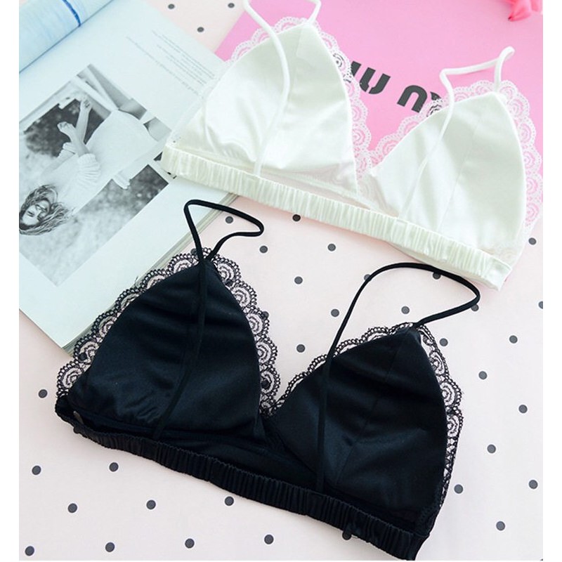 SIÊU ĐẸP - ÁO BRA SATIN VIỀN REN SIÊU ĐẸP