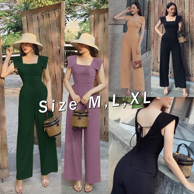 Jumpsuit nữ dài ống suông lưng thắt dây xinh xắn J1012