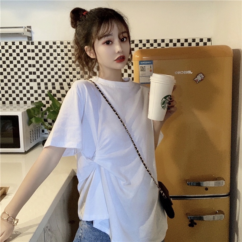SUXI Áo Thun Tay Ngắn Dáng Rộng Phong Cách Hàn Quốc Cho Nữ