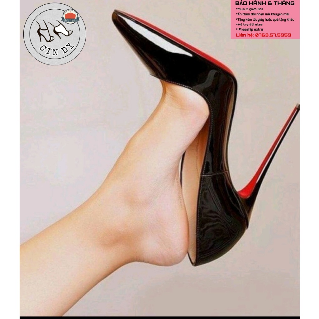Giày cao gót nữ bít mũi gót nhọn 11 phân thời trang màu đen full size (CINDY SHOES)