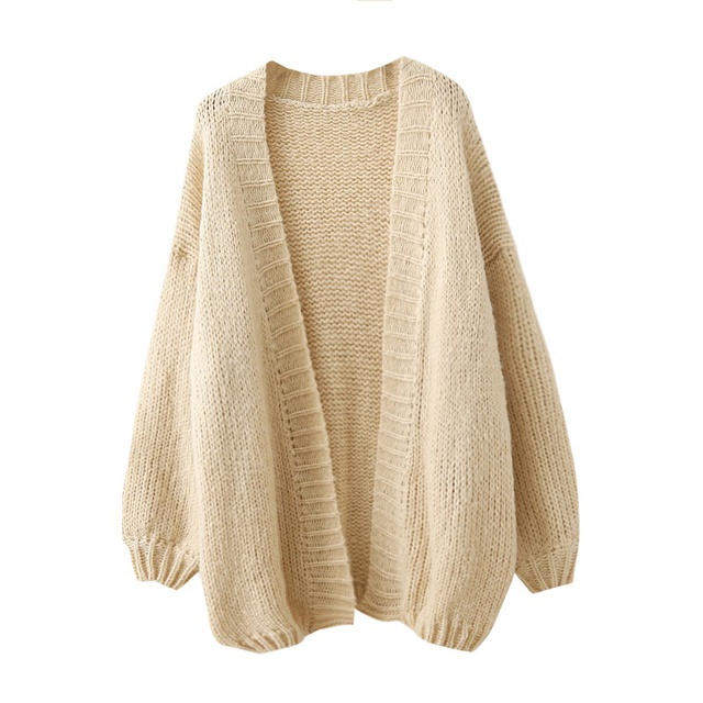 Áo Khoác Len Trơn Cardigan Nữ Dáng Rộng Phong Cách Hàn Quốc