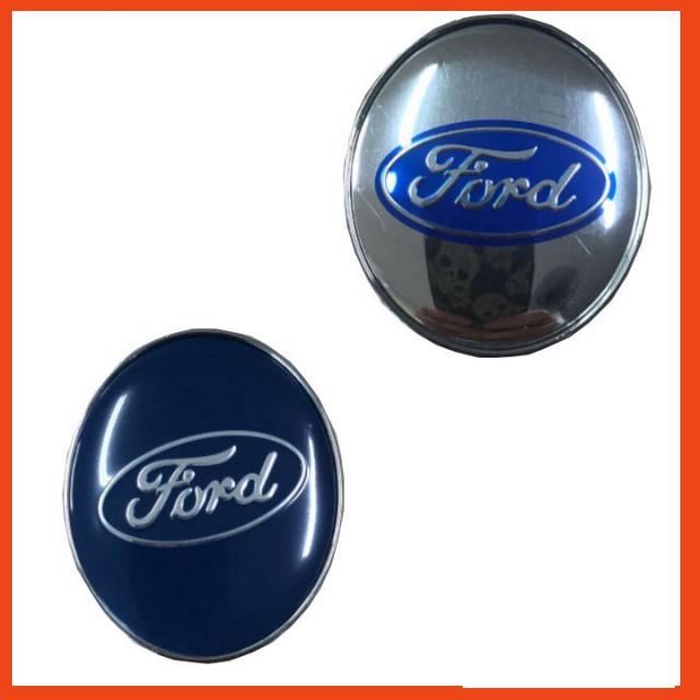 Logo chụp mâm bánh xe ô tô, xe hơi Ford FORD - 60MM: Mầu Bạc và Xanh Tím Than GD