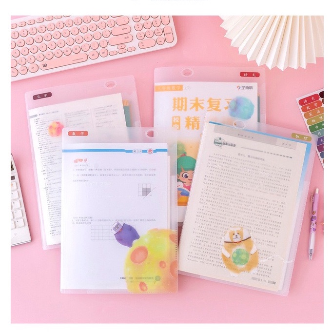[Mới về] Bìa Hồ Sơ A4 Trong Suốt Phân Giúp Phân Loại Hồ Sơ/ Môn Học Không Thấm Nước Đựng Size A3/A4 - Giá 1 Cái