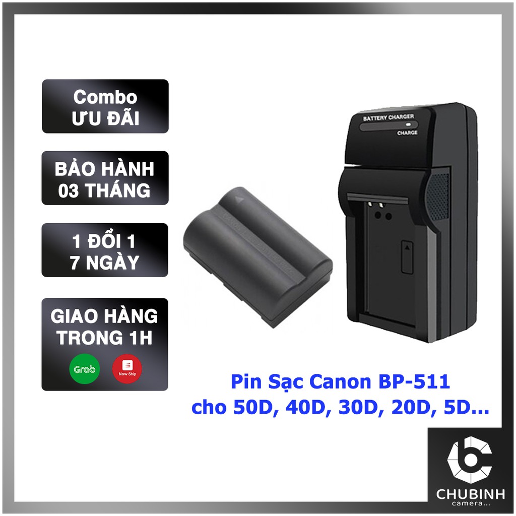 Bộ pin sạc máy ảnh BP-511A dành cho Canon 50D 40D 30D 20D 5D