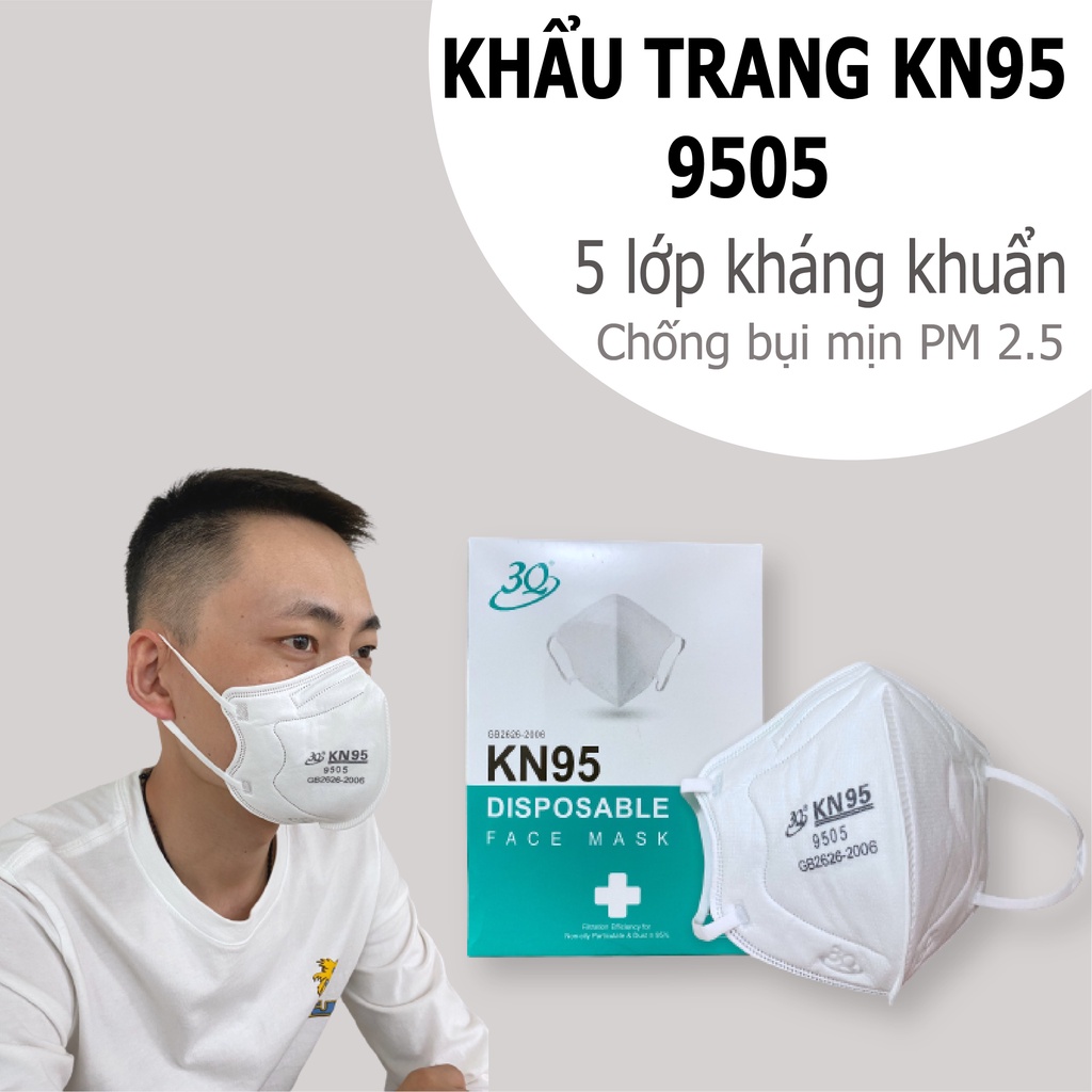 HỘP 10 CÁI KHẨU TRANG KN95 9505  5 LỚP CHỐNG  VI KHUẨN, KHÁNG BỤI MỊN PM 2.5