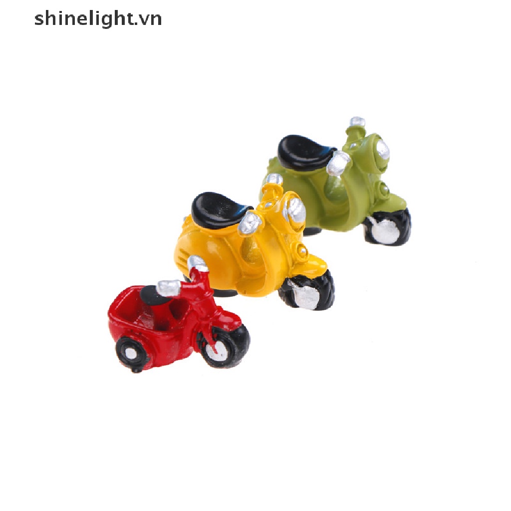 Mô Hình Xe Mô Tô Ba Bánh Mini Trang Trí Tiểu Cảnh Sân Vườn