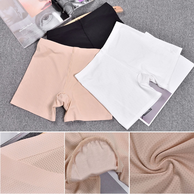 Xiangbao Quần Lót Boxer Ngắn An Toàn Không Đường May Bằng Lụa Lạnh Màu Trơn Mới Cho Nữ