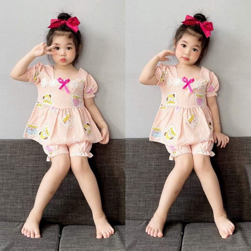 (8-20kg) Bộ lụa đùi babydoll bé gái cao cấp