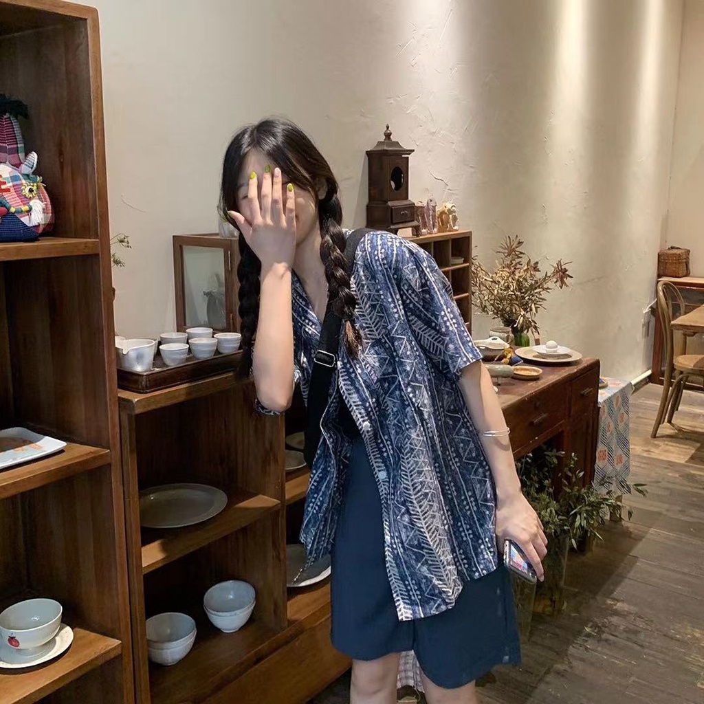 Áo Sơ Mi Tay Ngắn Dáng Rộng Phong Cách Hong Kong Cổ Điển Thời Trang Mùa Hè Hàng Mới Dành Cho Bạn Nữ