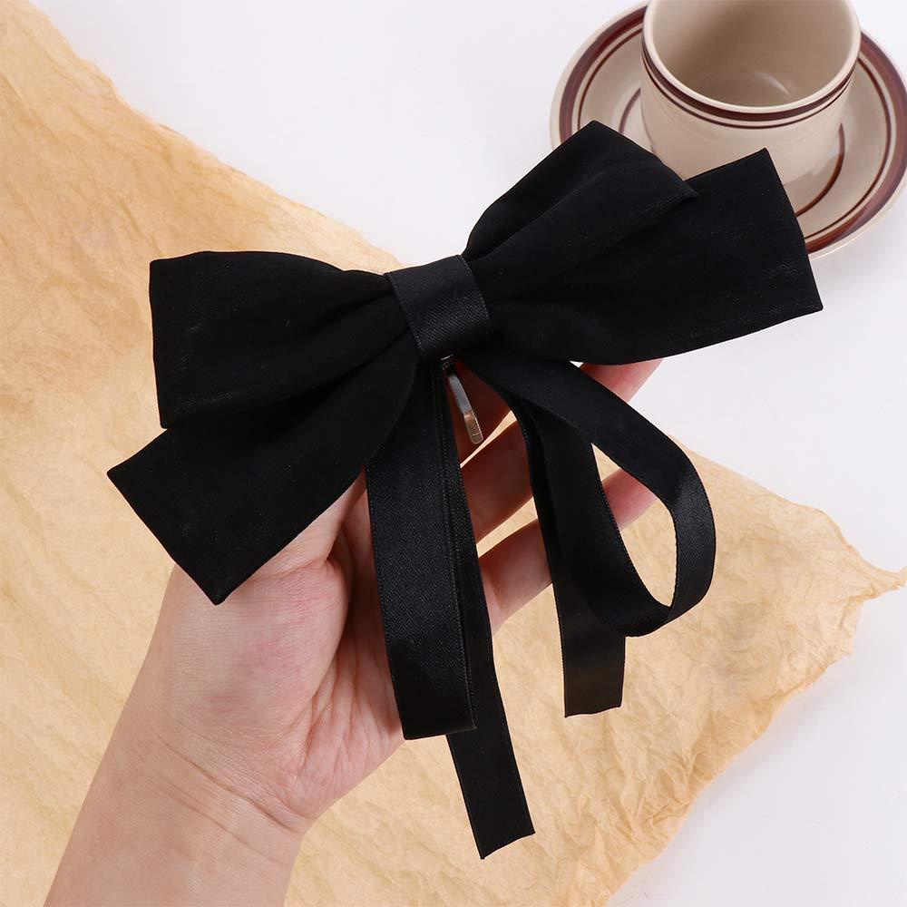 Kẹp Tóc Đuôi Ngựa Bằng Satin Đính Nơ Lớn Kiểu Vintage Ngọt Ngào WMES15H Cho Bạn Gái