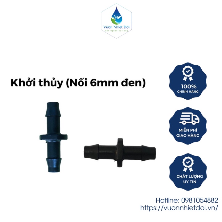 Bộ 100 Nối Thẳng 6mm (Khởi Thủy 6mm) Màu Đen Dùng Nối Đầu Ống 6mm Loại Tốt - BH 1 Năm