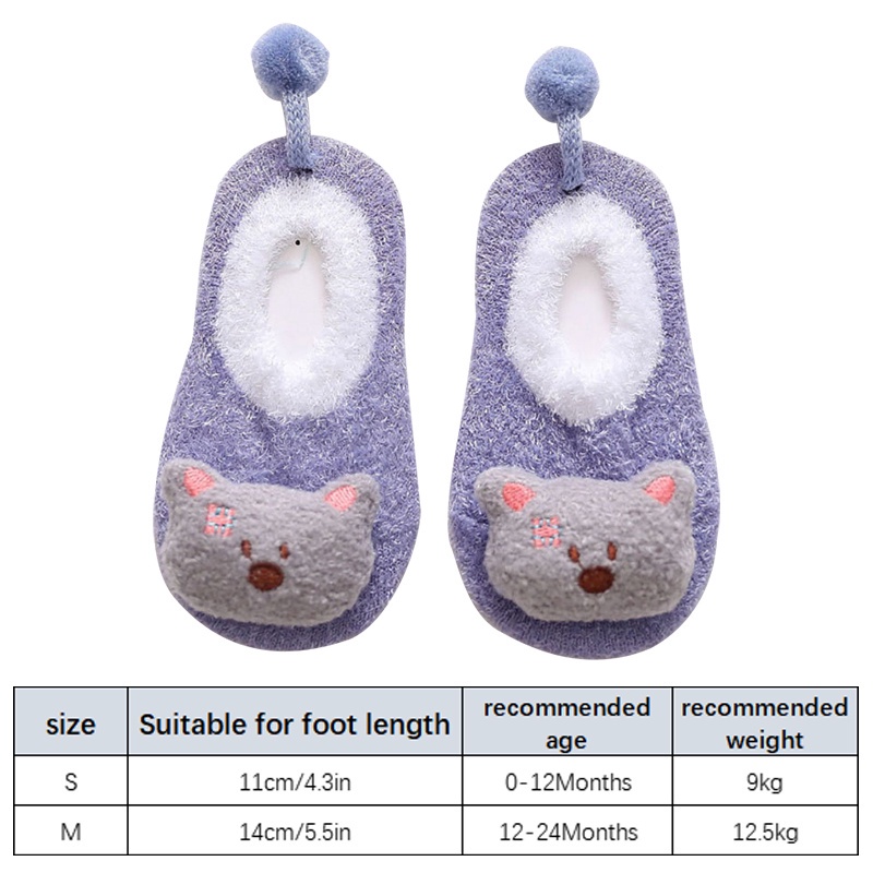 Đôi vớ dày giữ ấm chống trượt họa tiết hoạt hình dễ thương cho bé