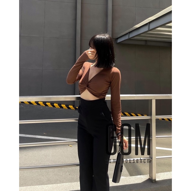 Áo xoắn trước dài tay