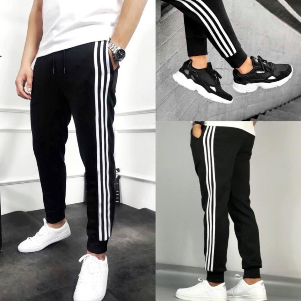 Quẩn thể thao nam dài 3 sọc vải thun nỉ co giãn 4 chiều mặc thoải mái giữ ấm mặc thu đông ở nhà