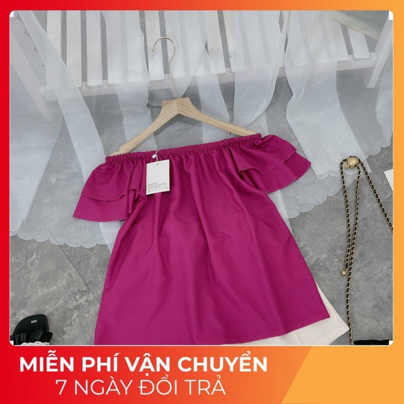 Sét Áo Trễ Vai Bèo Xuông Mix Quần Sooc Đùi Giả Váy  Chất áo von lụa mềm đep Hàng may kỹ