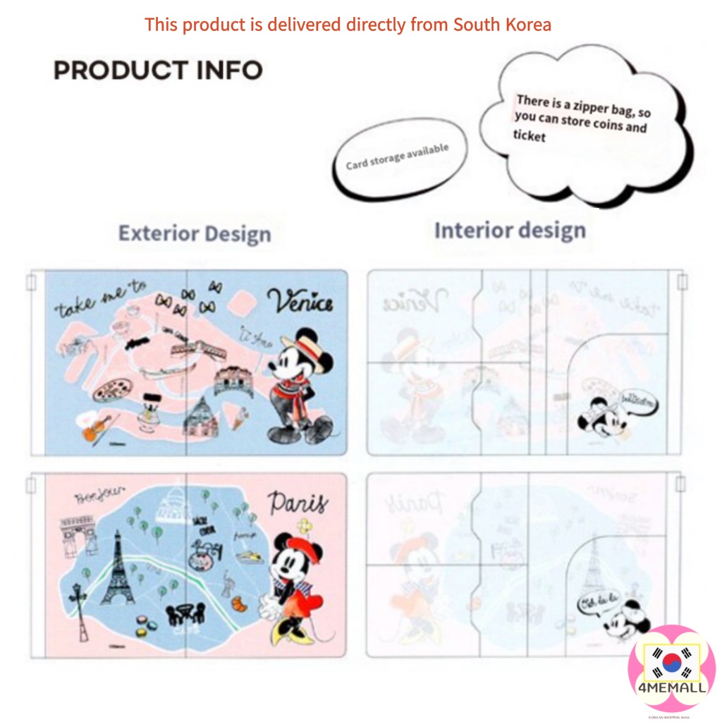 DAISO Vỏ bọc hộ chiếu họa tiết hoạt hình Disney phong cách Hàn Quốc