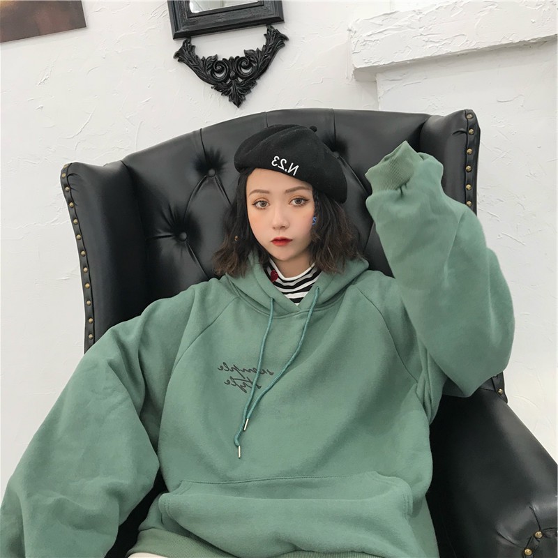 Áo hoodie nữ form rộng cao cấp kiểu mới, Áo hoodie unisex dáng dài Hàn Quốc