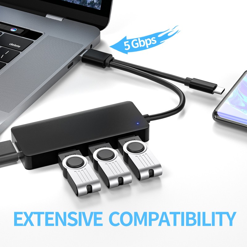 Bộ Chia 4 Cổng Usb 3.0 Siêu Mỏng Hub Với 2 Cổng Usb Type-C Usb 3.0