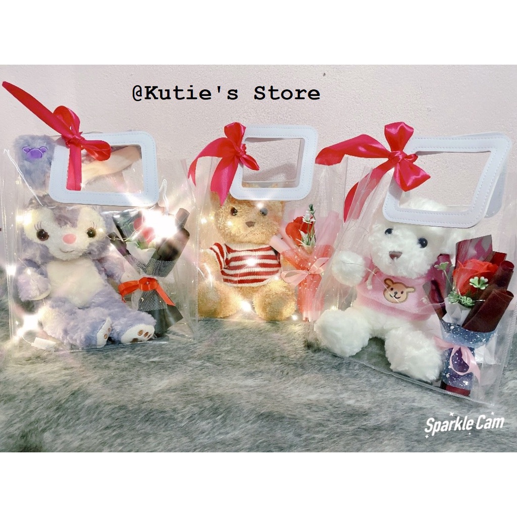 SET GẤU BÔNG KÈM HOA + ĐÈN ĐOM ĐÓM CỰC XINH