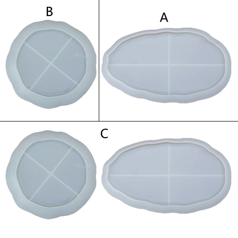 Khuôn silicon hình tròn + bầu dục đổ nhựa resin epoxy làm khay đựng đồ thủ công DIY có thể mua lẻ