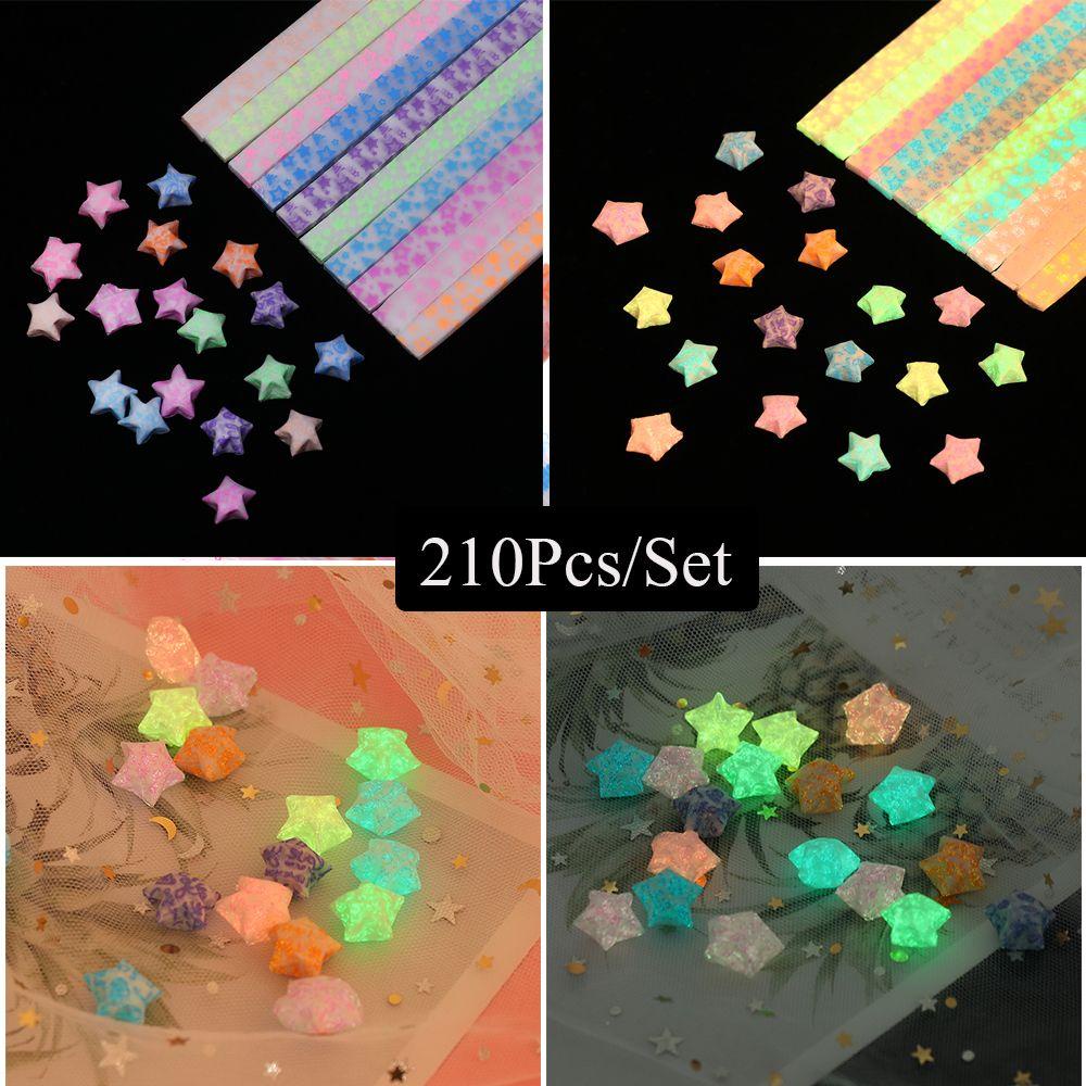 Set 210 Giấy Xếp Origami Một Mặt Màu Kẹo Huỳnh Quang Trang Trí Nhà Cửa