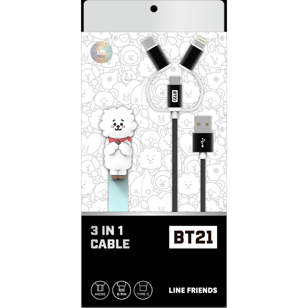 A133 ❤️ PUNIQ SPACE on hand 100% official BT21 BTS original authentic  3 IN 1 CHARGER CABLE Dây Cáp Sạc 3 Trong 1  Chính Hãng