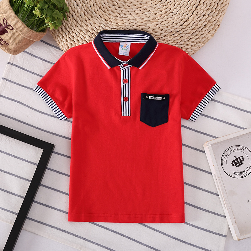 Áo Thun Polo Tay Ngắn Vải Cotton Mỏng Thời Trang Cho Bé Trai