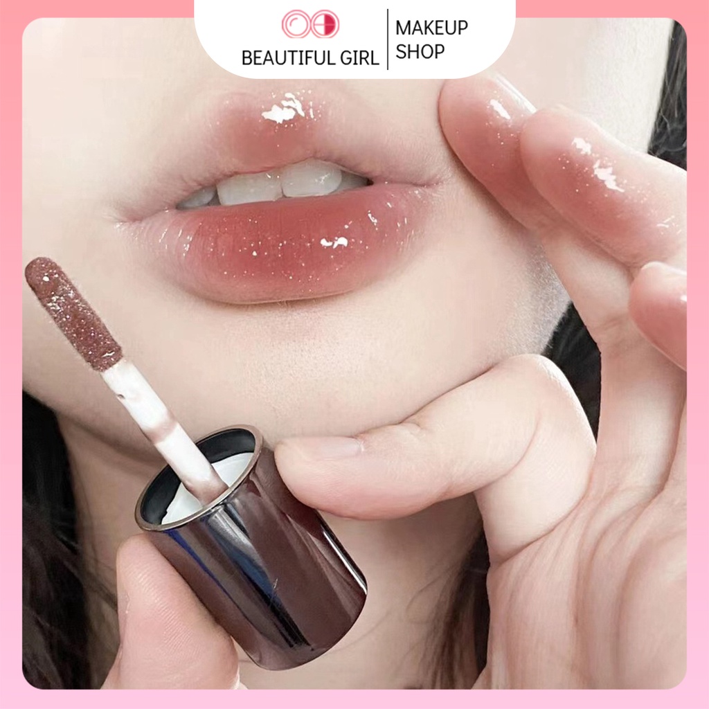 Son Bóng Dưỡng Ẩm Màu Trà Sữa Màu Đen Làm Sáng Đường Viền Môi