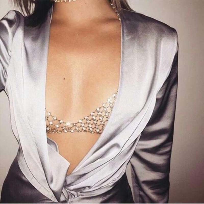 Dây trang sức cho ngực đính đá lấp lánh quyến rũ dành cho nữ