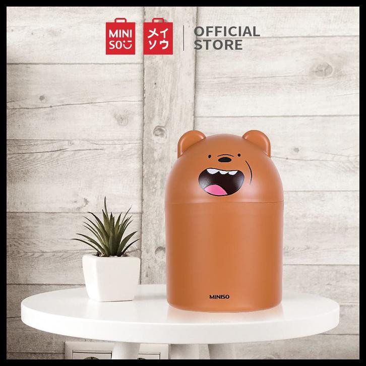 Miniso Thùng Rác Nhựa Mini Để Bàn Hình Gấu Đáng Yêu