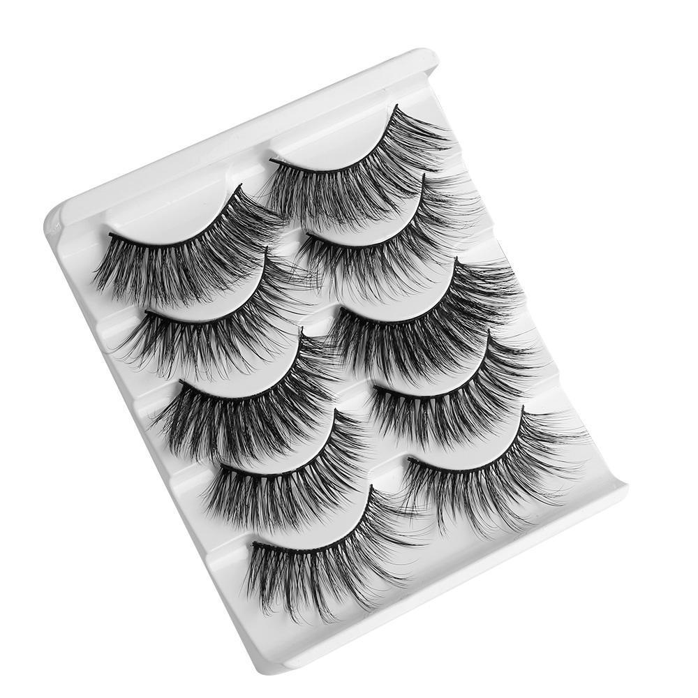 Bộ 5 Cặp Lông Mi Giả 3D Dài Bằng Lông Chồn Nhân Tạo Có Thể Tái Sử Dụng