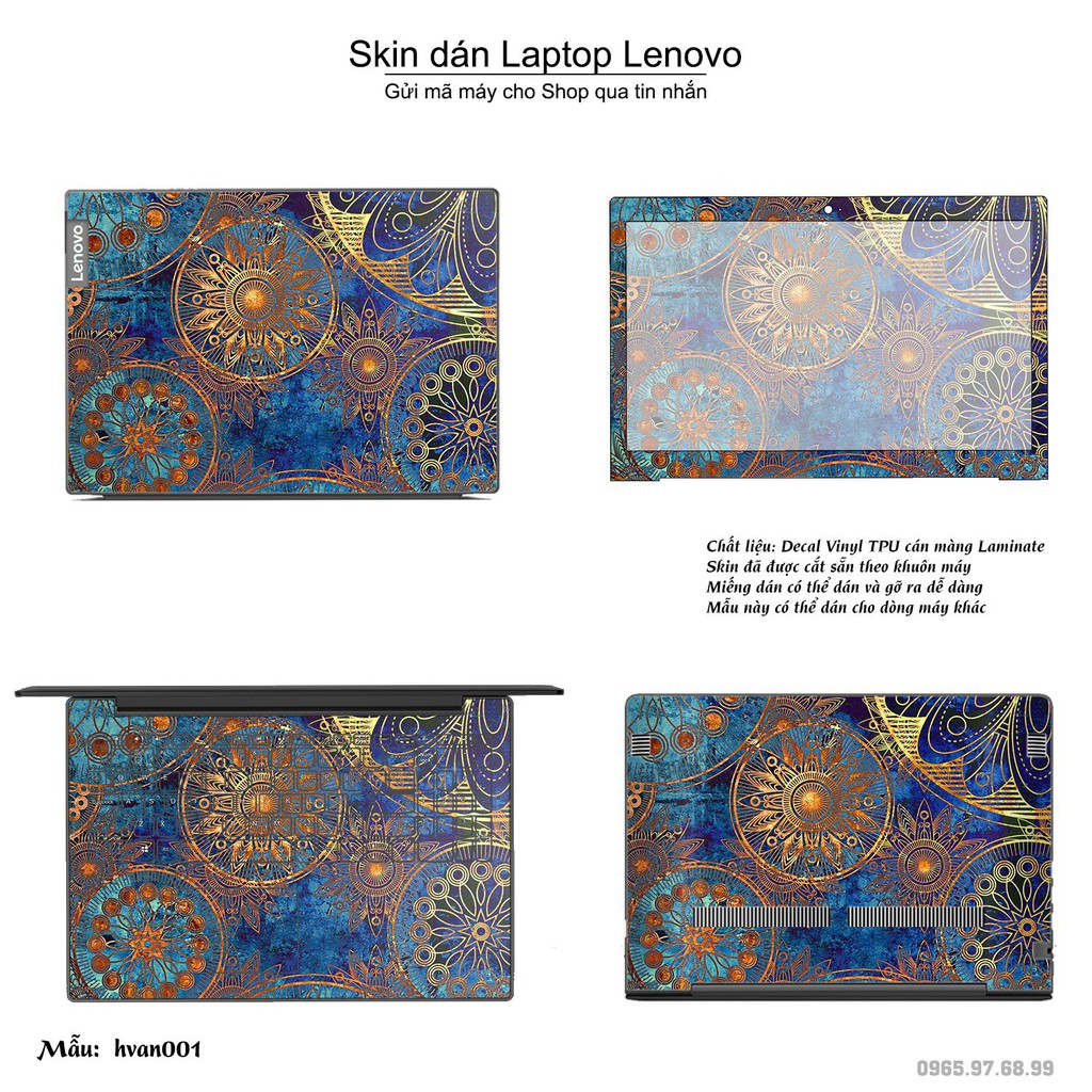 Skin dán Laptop Lenovo in hình Hoa văn (inbox mã máy cho Shop)