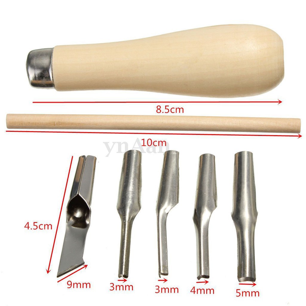 Dụng cụ mài khắc cắt tem cao su lino với 5 đầu mài thay thế tiện lợi dành cho làm đồ thủ công