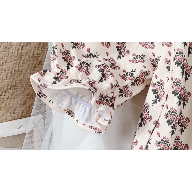 Váy hoa babydoll vintage mùa thu cho bé
